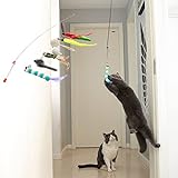 JUNSPOW Hängende Türrahmen Katzenspielzeug Set【9 Stück】, Katzenangel für Katze mit interaktiven Katzenspielzeug Selbstbeschäftigung, Intelligenz Katzenminze Feder Maus Spielzeug für Katzen